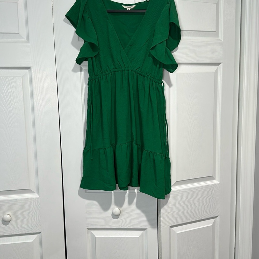 Green Ruffle Sleeve Dress
